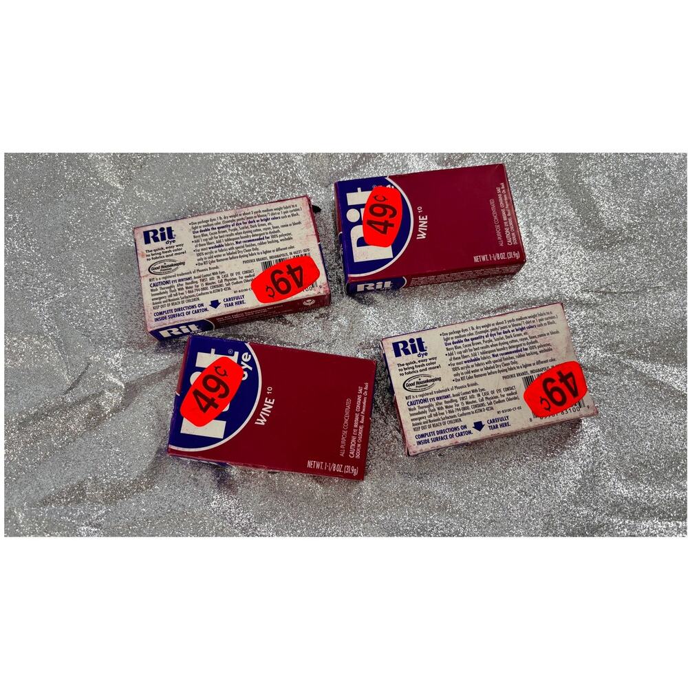 Vintage Rit Dye Powder Wine #10 Fabric Dye All Purpose Hosiery Tint NOS Lot of 4
